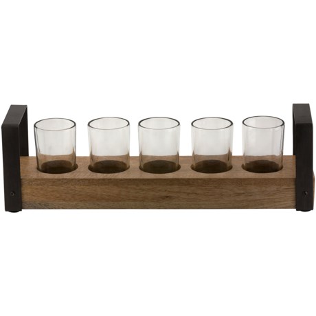 10 Strawberry Street Wood Bridge Tray with Glasses - 6-Piece Set