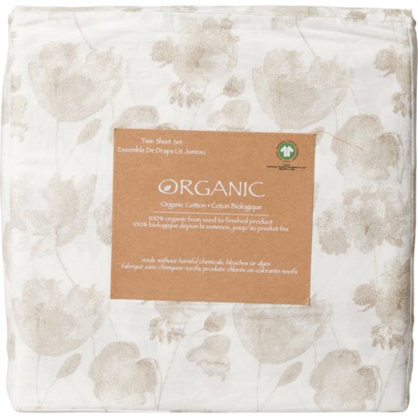 Organic 100% Organic Cotton Desaturated Watercolor Floral Sheet Set - Twin, Beige - BEIGE ( )
