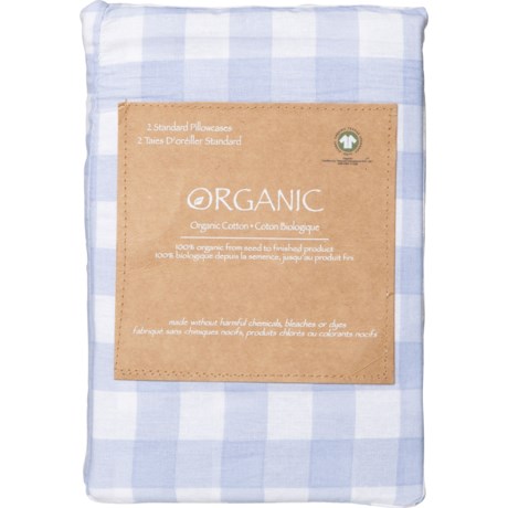 Organic 100% Organic Cotton Pillowcases - Pair, Standard, Gingham Powder Blue - GINGHAM POWDER BLUE ( )