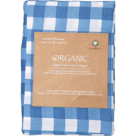 Organic 100% Organic Cotton Pillowcases - Pair, Standard, Gingham Set Sail Blue - GINGHAM SET SAIL BLUE ( )