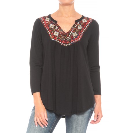 UPC 884426059787 product image for 1299 Slub Jersey Peasant Top - 3/4 Sleeve (For Women) | upcitemdb.com