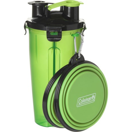 Coleman 2-in-1 Pet Food and Water Container with Bowls - 3-Piece Set - GREEN ( )