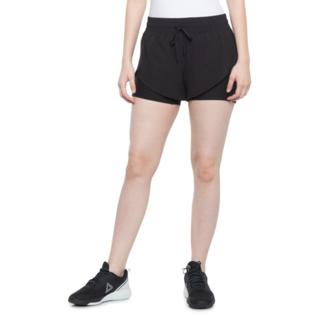 90 Degree by Reflex 2-in-1 Running Shorts - Liner Shorts (For Women) - BLACK (XL )