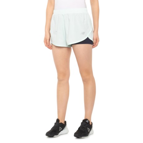 New Balance 2-in-1 Woven Shorts (For Women) - WHITE JADE (XS )