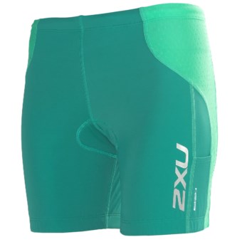 2XU Comp Tri Shorts (For Women) in Bright Emerald/Aquamarine