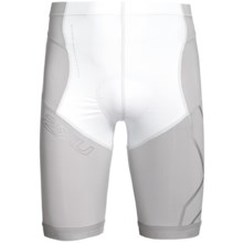2XU Compression Tri Shorts (For Men) in White/Grey - Closeouts