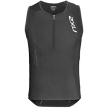 2XU Compression Tri Singlet Top - Zip Neck (For Men) in Black - Closeouts