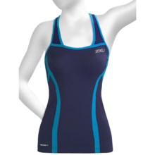 2XU Femme Tri Singlet Top - Built-In Shelf Bra, Racerback (For Women) in Midnight Blue/Teal - Closeouts