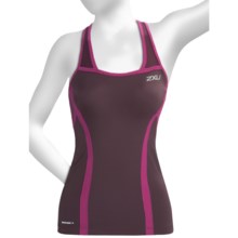 2XU Femme Tri Singlet Top - Built-In Shelf Bra, Racerback (For Women) in Pomegranate/Blister Pink - Closeouts