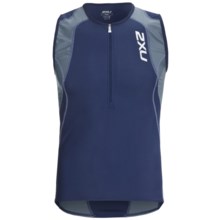 2XU Long Distance Tri Singlet Tank Top - Zip Neck (For Men) in Indigo/Steel - Closeouts