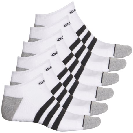 Adidas 3-Stripe No-Show Socks - 6-Pack, Below the Ankle (For Men) - WHITE/BLACK/GREY (L )