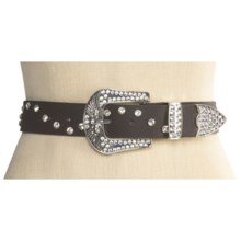 3D Horseshoe and Wings Leather Belt (For Women) in Brown - Closeouts