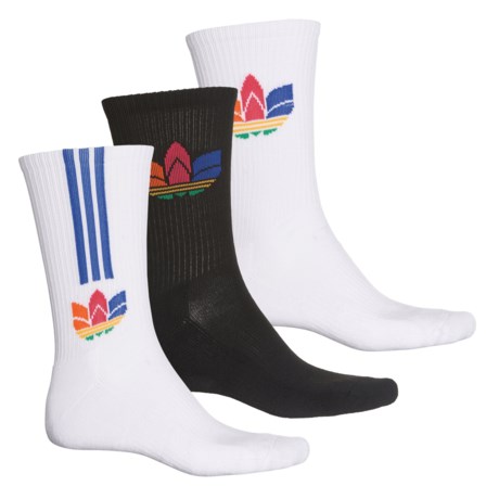Adidas 3D Trefoil Originals Socks - 3-Pack, Crew (For Men) - WHITE/BLACK/ENERGY ORANGE (L )