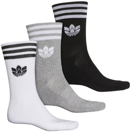 Adidas 3D Trefoil Originals Socks - 3-Pack, Crew (For Men) - WHITE/BLACK/HEATHER GREY (L )