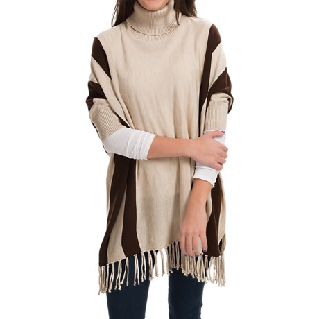 525 America Turtleneck Poncho Merino Wool Dolman Sleeve For Women