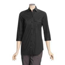 A Woman Stretch Cotton Tunic Shirt - 3/4 Sleeve (For Women) in Black - Closeouts