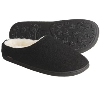 Acorn Boiled Wool Mule Slippers (For Men) in Black