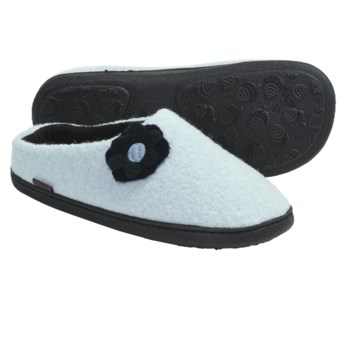 Acorn Flower Mule Slippers - Boiled Wool, Fleece Lining (For Women)