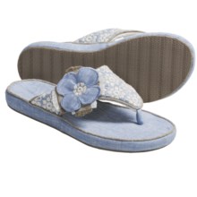 Acorn Grace Thong Slippers - Fleece Lining (For Women) in Chambray Linen - Closeouts