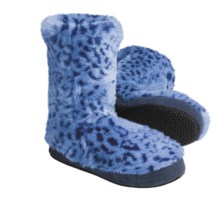 Acorn Textured Multi-Colored Bootie Slippers (For Girls) in Blue Ocelot - Closeouts