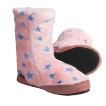 Acorn Textured Multi-Colored Bootie Slippers (For Girls) in Pink Stars - Closeouts