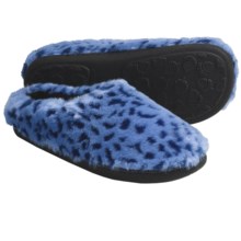 Acorn Velvet Mule Slippers - Slip-Ons (For Women) in Blue Ocelot - Closeouts