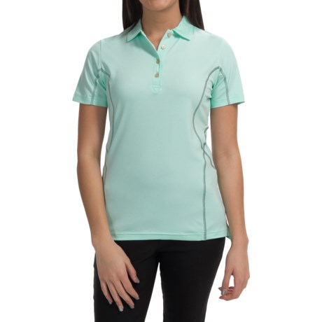 Active Contrast Seam Polo Shirt UPF 50 Short Sleeve For Women