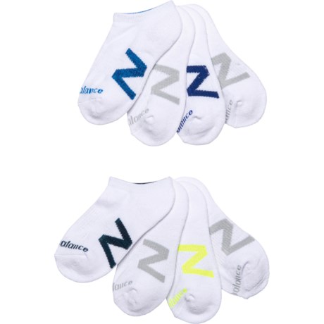 New Balance Active Cushion Athletic Socks - 8-Pack, Ankle (For Boys) - WHITE (S )