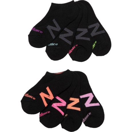 New Balance Active Cushion Athletic Socks - 8-Pack, Below the Ankle (For Girls) - BLACK (S )
