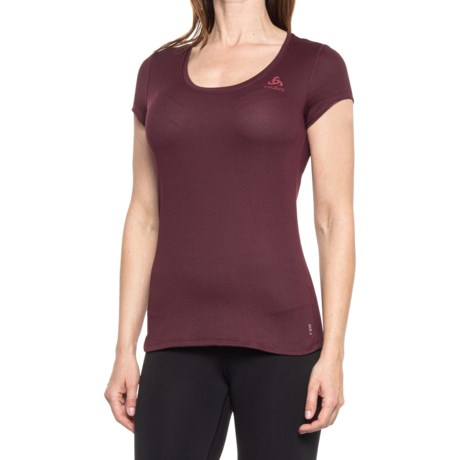 Odlo Active Sports Shirt - Short Sleeve (For Women) - WINE TASTING (L )