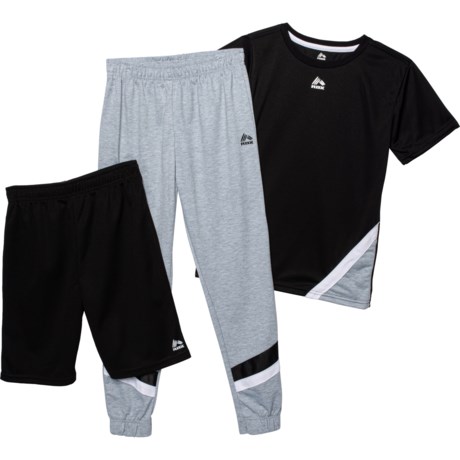 RBX Active T-Shirt, Shorts and French Terry Joggers Set - Short Sleeve (For Big Boys) - MIDNIGHT (12 )