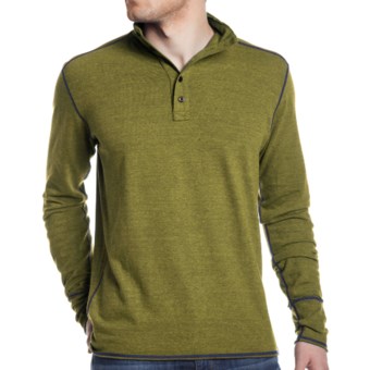 Agave Denim Crows Nest Button Mock Polo Shirt - Long Sleeve (For Men) in Citronelle
