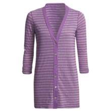 Agave Denim Steen Striped Cardigan Sweater - Tunic-Length, 3/4 Shirred Sleeve (For Women) in Royal Purple - Closeouts