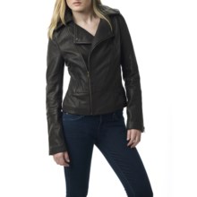 Agave Nectar Hard Tail Motorcycle Jacket - New Zealand Lamb Leather (For Women) in Black - Closeouts