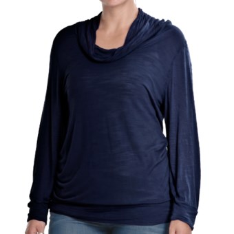 Agave Nectar Palomino Cowl Neck Shirt - Long Sleeve (For Women) in Medievel Blue