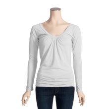 Agave Nectar Pinot Shirt - Gathered V-Neck, Long Sleeve (For Women) in White - Closeouts