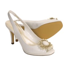 AK Anne Klein Ami Peep-Toe Heel Shoes - Sling-Backs (For Women) in White - Closeouts
