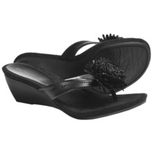 AK Anne Klein Catrin Wedge Thong Sandals (For Women) in Black Sheep Nappa - Closeouts