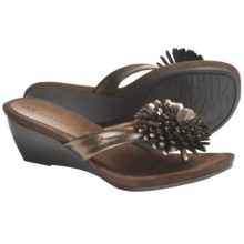 AK Anne Klein Catrin Wedge Thong Sandals (For Women) in Bronze Metallic Sheep Nappa - Closeouts