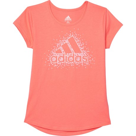 Adidas All Heart Badge of Sport T-Shirt - Short Sleeve (For Big Girls) - ACID RED (M )