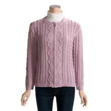 ALPS Cable Cardigan Sweater - Full Zip, Cotton (For Women) in Dusty Rose - Closeouts