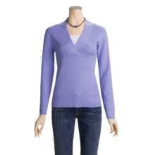 ALPS Devon Cotton-Rich Sweater - Cross-Over V-Neck (For Women) in Skylight - Closeouts