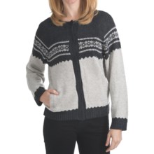 ALPS Folklore Cardigan Sweater - Hidden Snap (For Women) in Pearl Grey - Closeouts