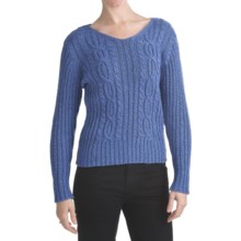 ALPS Laurelei Cable-Knit Sweater - Cotton, V-Neck (For Women) in Azure - Closeouts