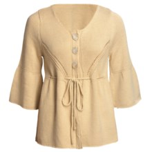 ALPS Lexi Scoop Neck Cardigan Sweater - 3/4 Bell Sleeve (For Women) in Linen - Closeouts