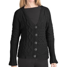 ALPS Spiritwood Knit Patchwork Cardigan Sweater - Cotton, Button Front (For Women) in Carbon - Closeouts