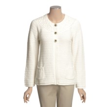 ALPS Swingtime Cardigan Sweater - Cotton, Yoke Neck (For Women) in Winter White - Closeouts