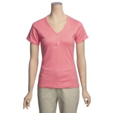ALPS Tory Stretch Cotton T-Shirt - V-Neck, Short Sleeve (For Women) in Cameo - Closeouts