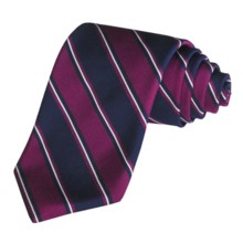 Altea Silk-Cotton Tie - Wide Stripe (For Men) in Plum - Closeouts