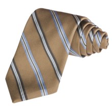 Altea Wide Stripe Tie - Silk-Cotton (For Men) in Tan - Closeouts